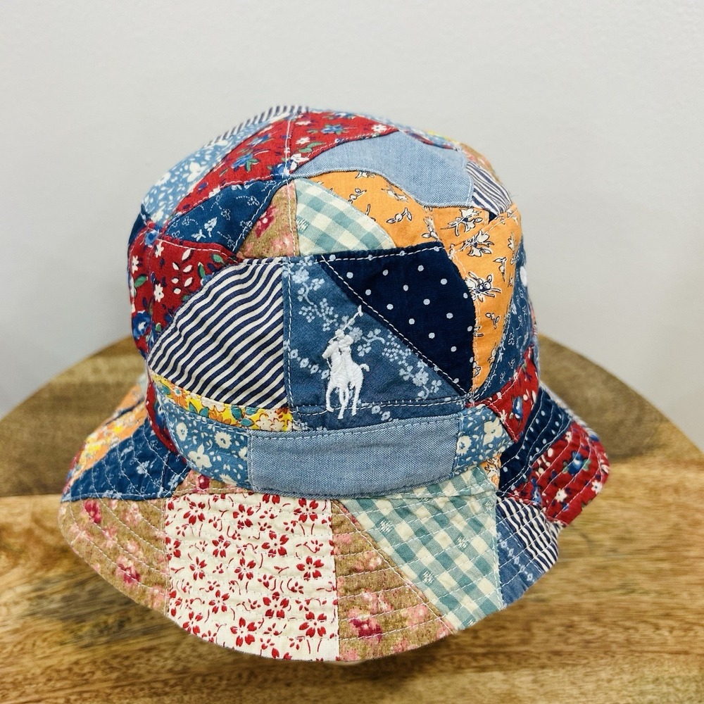 Polo Ralph Lauren Cotton Twill Vintage Inspired Patchwork Bucket Hat NWT S/M - Picture 3 of 7